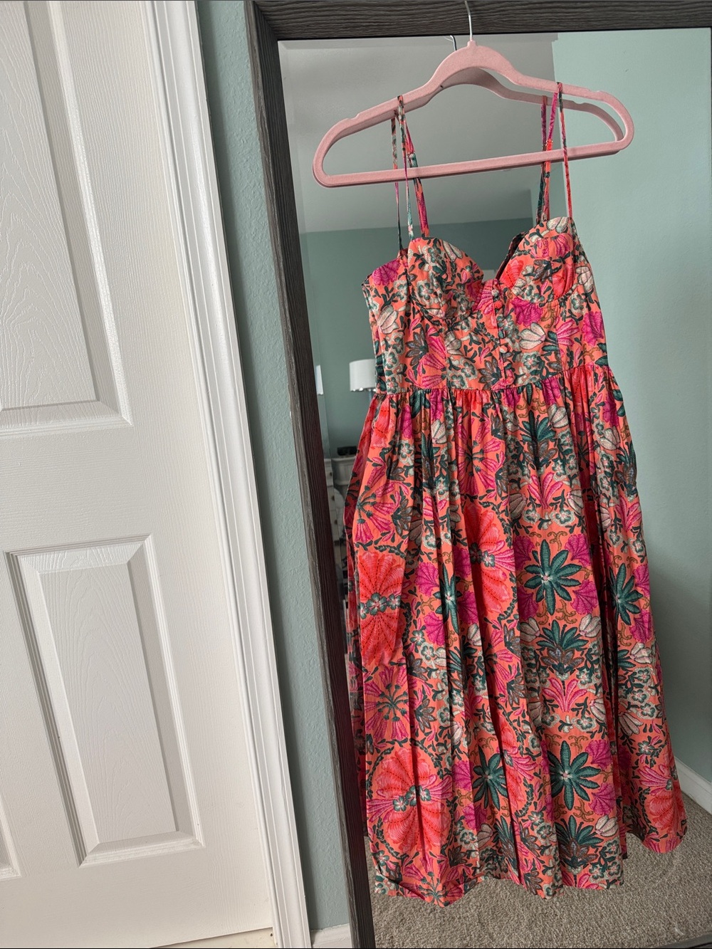 NWT Olivaceous Coral Pink Floral Midi Dress